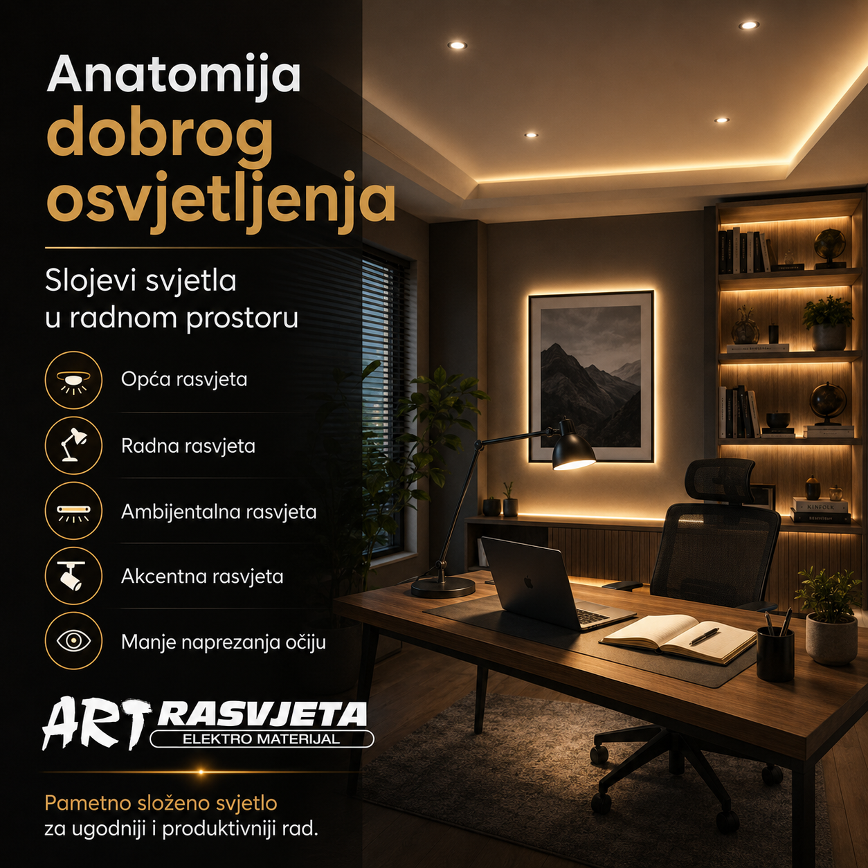 Anatomija dobrog osvjetljenja: Slojevi svjetla u radnom prostoru