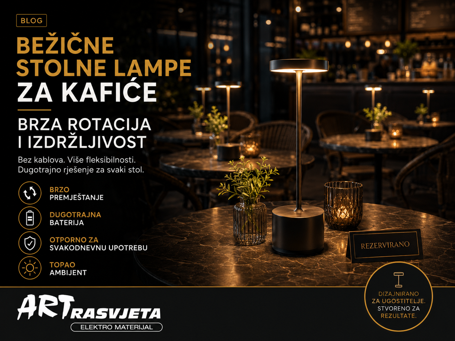 Bežične stolne lampe za kafiće: Brza rotacija i izdržljivost