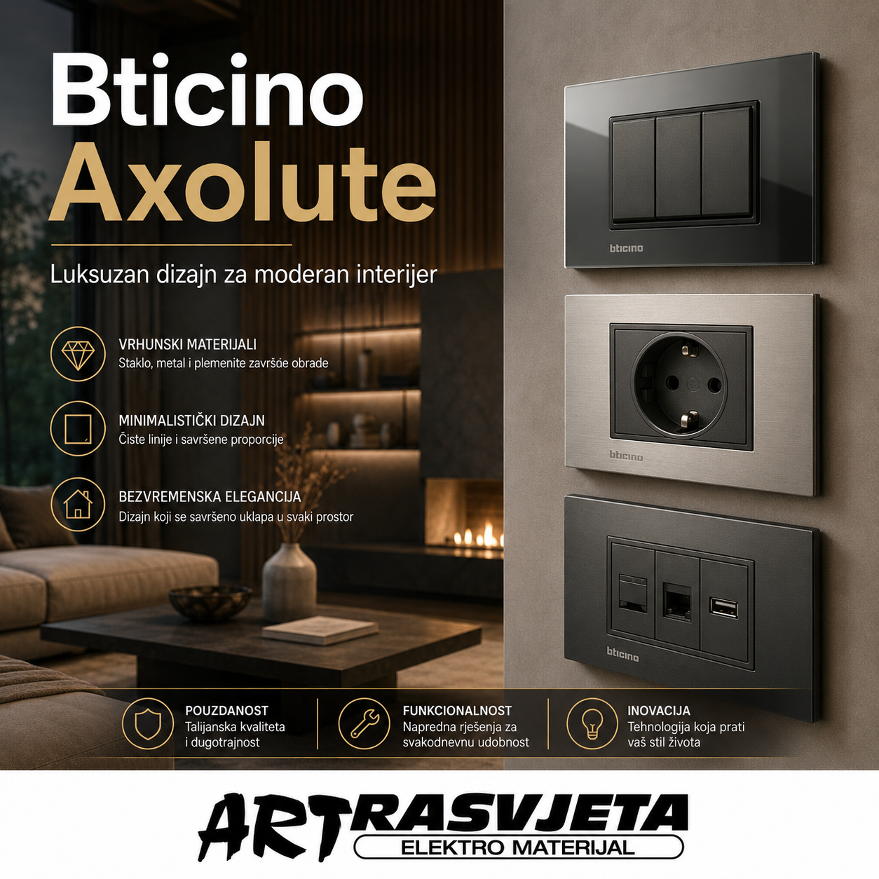 Bticino Axolute u Art-rasvjeti