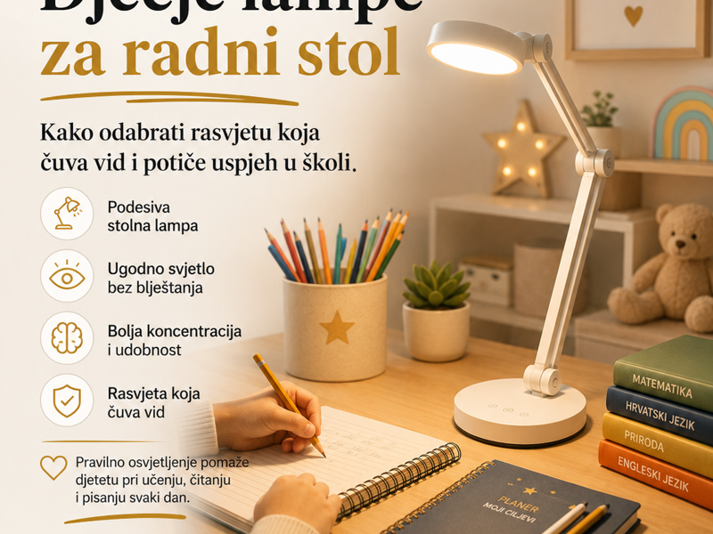 Dječje lampe za radni stol – Kako odabrati rasvjetu koja čuva vid i potiče uspjeh u školi