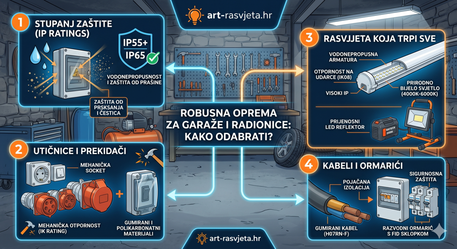 Elektromaterijal za garaže i radionice: Kako odabrati opremu koja trpi sve uvjete?