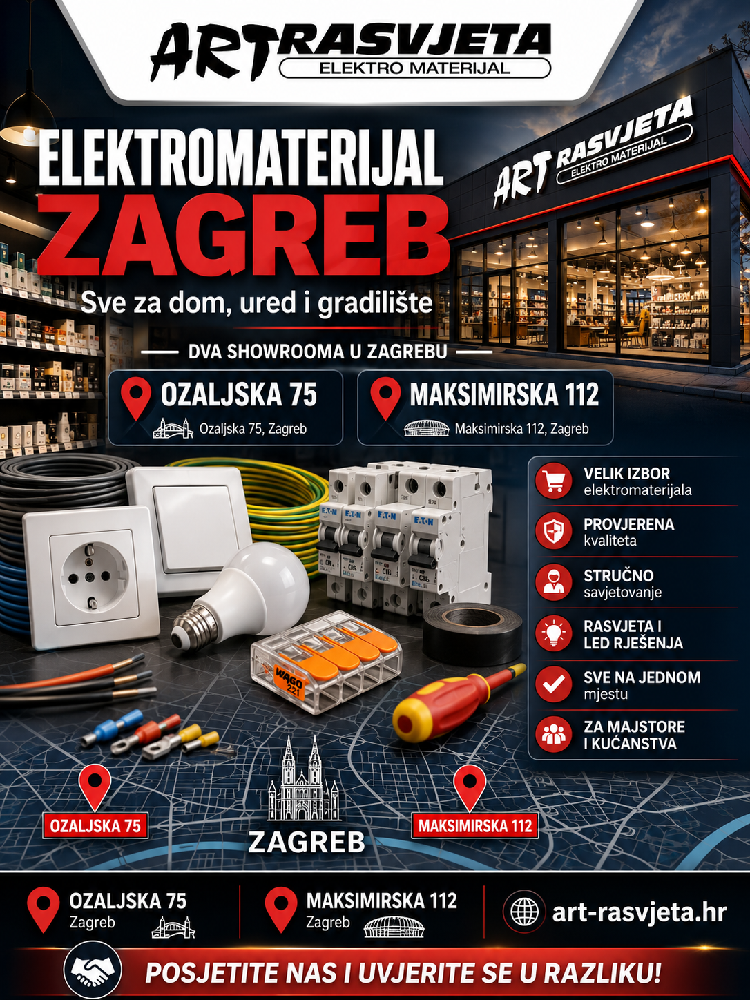 Elektromaterijal Zagreb Ozaljska 75 i Maksmirska 112