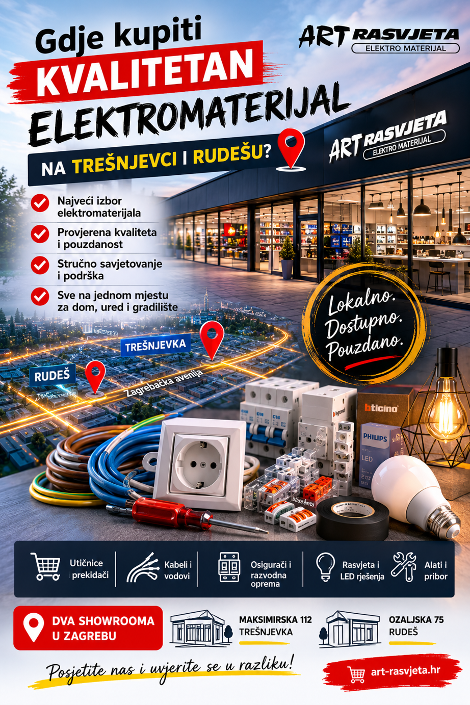 Gdje kupiti kvalitetan elektromaterijal na Trešnjevci i Rudešu?