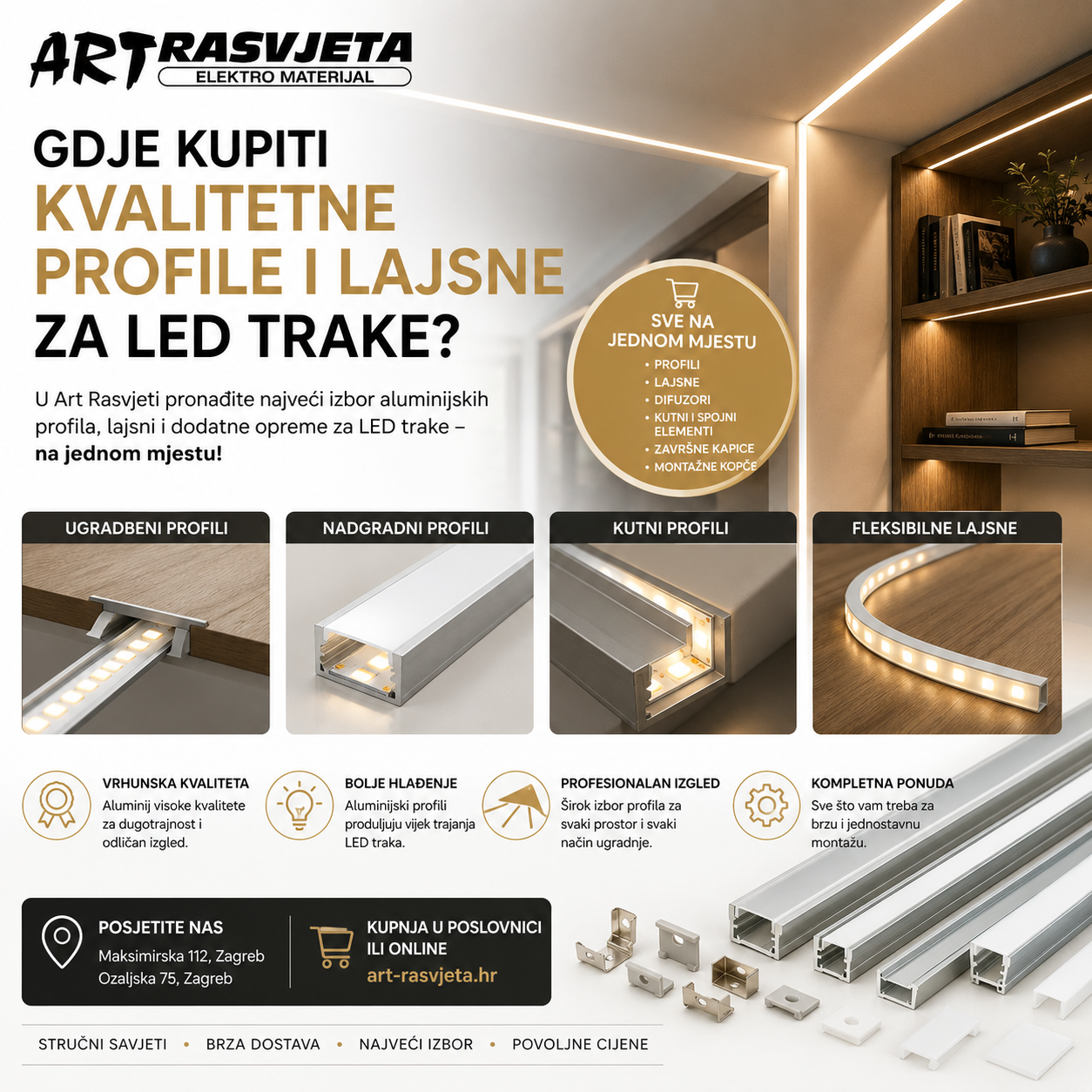 Gdje kupiti kvalitetne profile i lajsne za LED trake?