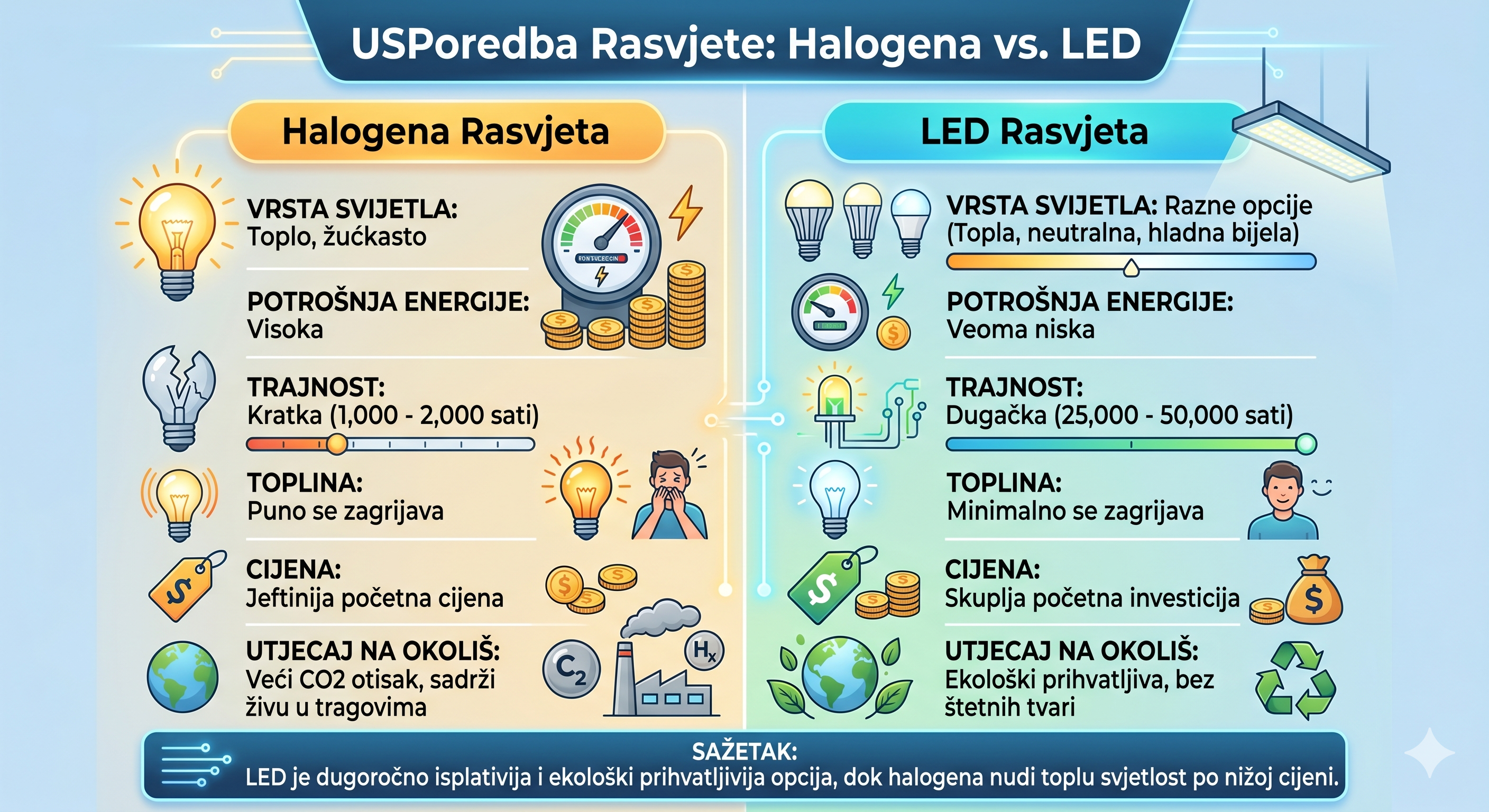Halogena vs. LED rasvjeta
