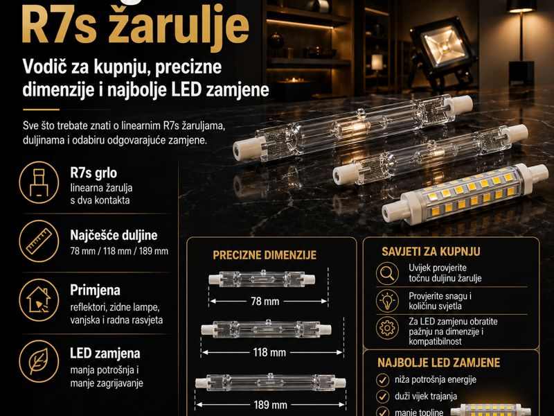 Halogene R7s žarulje: Vodič za kupnju, precizne dimenzije i najbolje LED zamjene