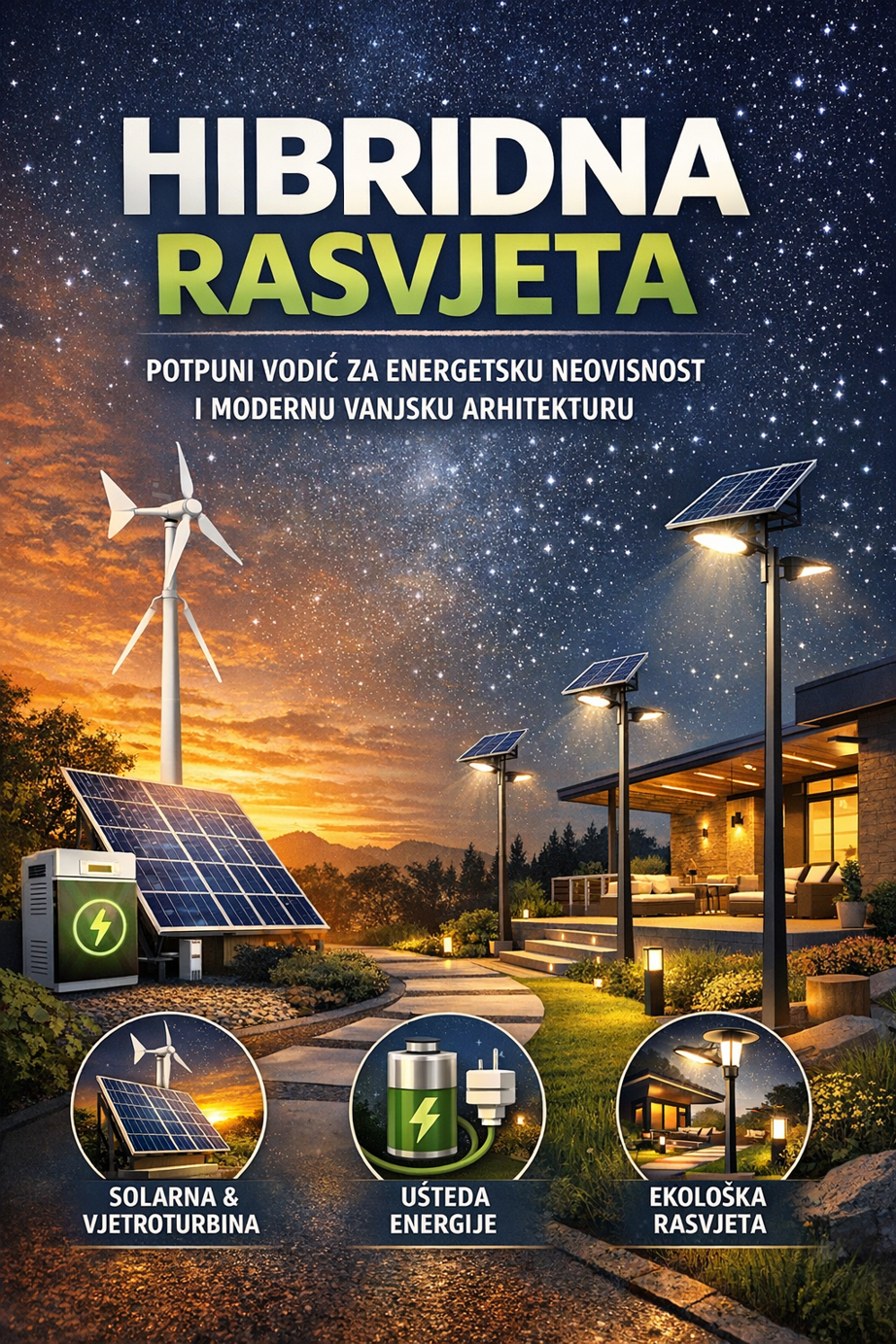 Hibridna Rasvjeta: Potpuni Vodič za Energetsku Neovisnost i Modernu Vanjsku Arhitekturu