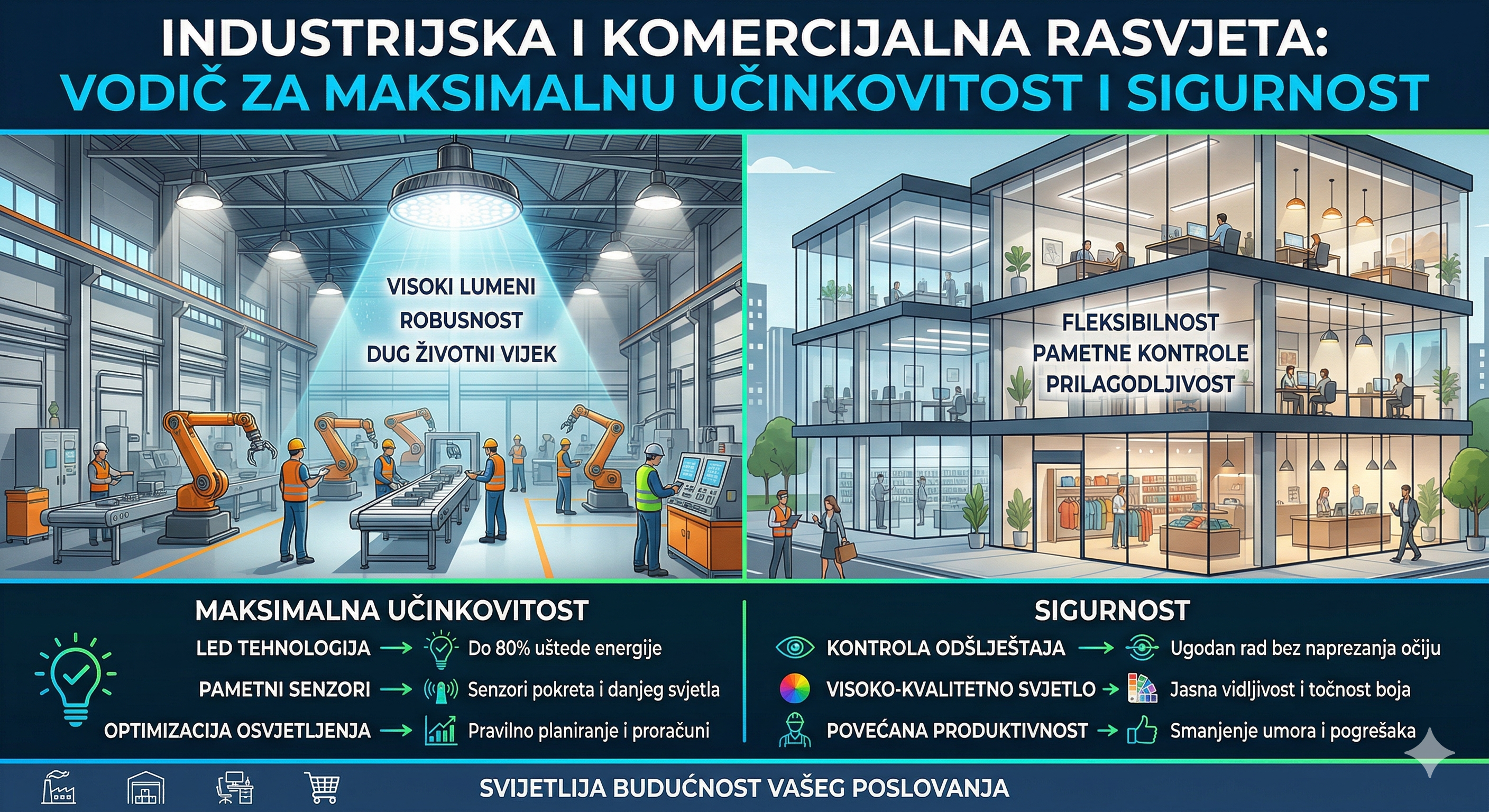 Industrijska i komercijalna rasvjeta: Vodič za maksimalnu učinkovitost i sigurnost