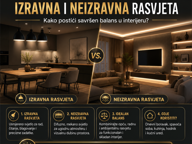 Izravna i neizravna rasvjeta: Kako postići savršen balans u interijeru?