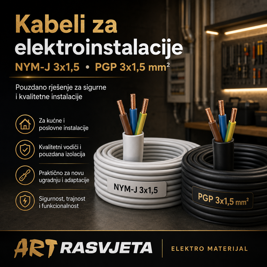 Kabeli (kablovi) za elektroinstalacije NYM-J 3x1,5  PGP 3x1,5m2