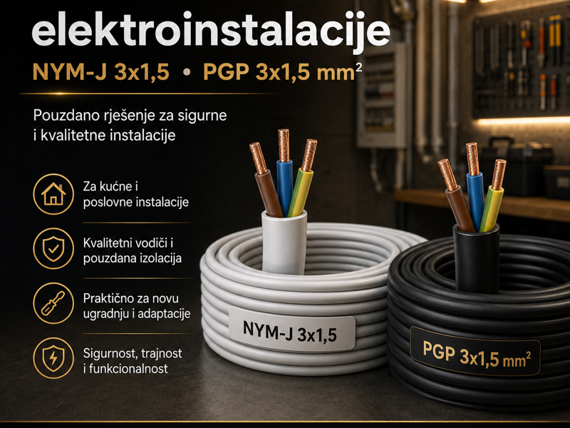 Kabeli (kablovi) za elektroinstalacije NYM-J 3x1,5  PGP 3x1,5m2