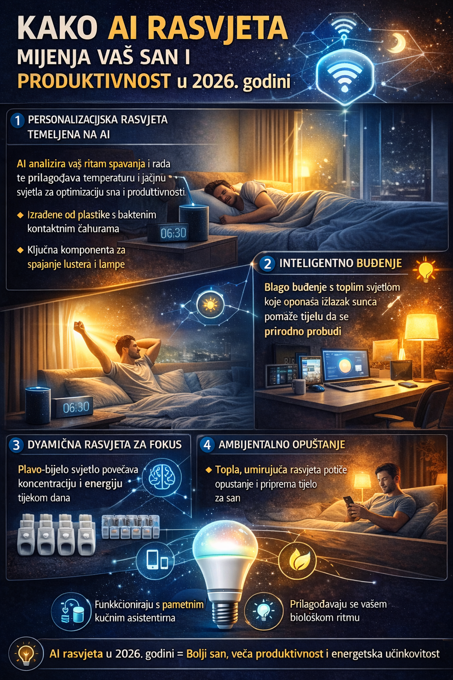 Kako AI rasvjeta mijenja vaš san i produktivnost u 2026. godini