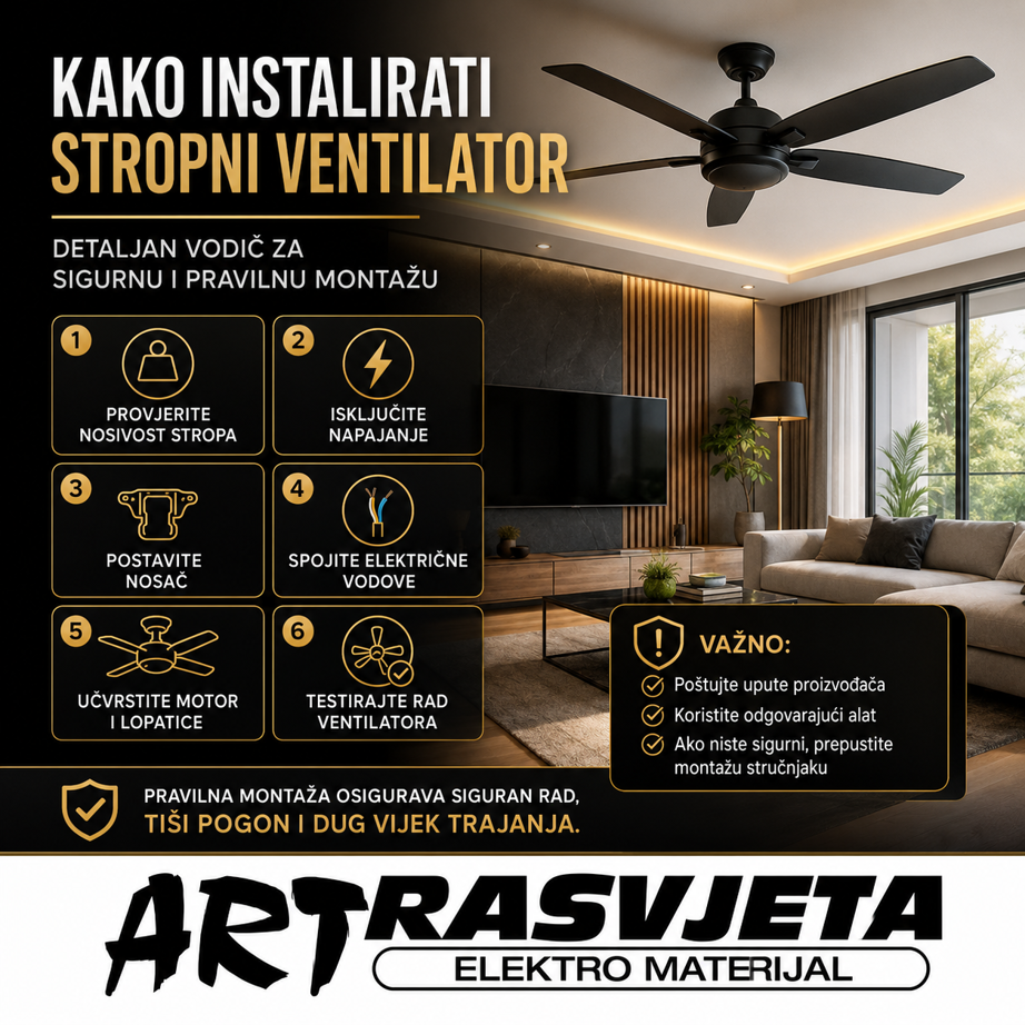 Kako instalirati stropni ventilator – detaljan vodič
