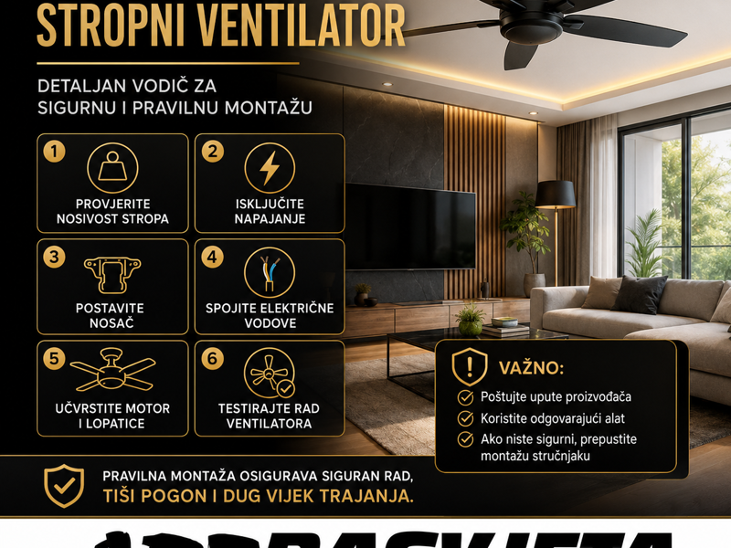 Kako instalirati stropni ventilator – detaljan vodič
