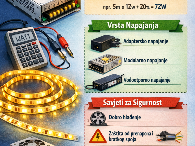 Kako odabrati napajanje za LED trake: Vodič za proračun i sigurnu ugradnju