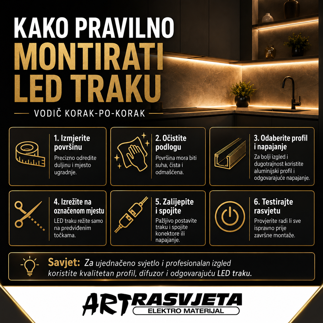 Kako pravilno montirati LED traku: Vodič korak-po-korak