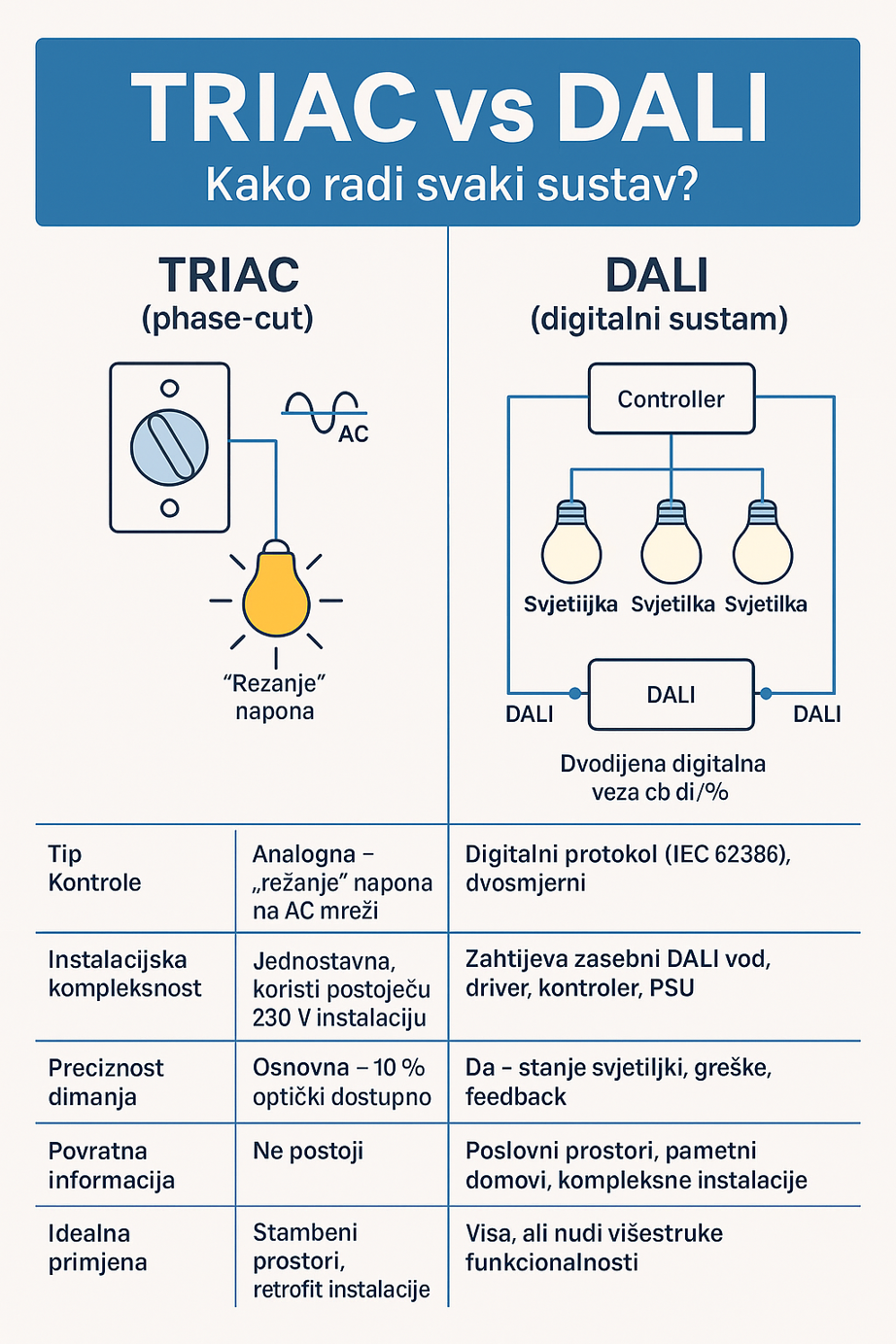 Kako rade dimabilne žarulje: TRIAC, DALI i moderna kontrola rasvjete