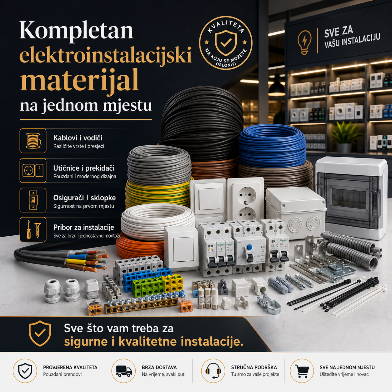 Kompletan elektroinstalacijski materijal na jednom mjestu