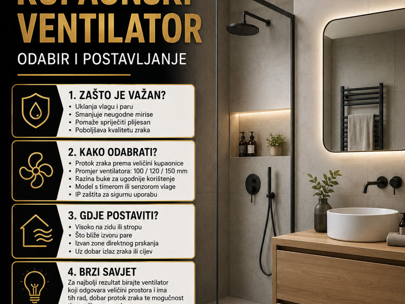 Kupaonski ventilator odabir i postavljanje