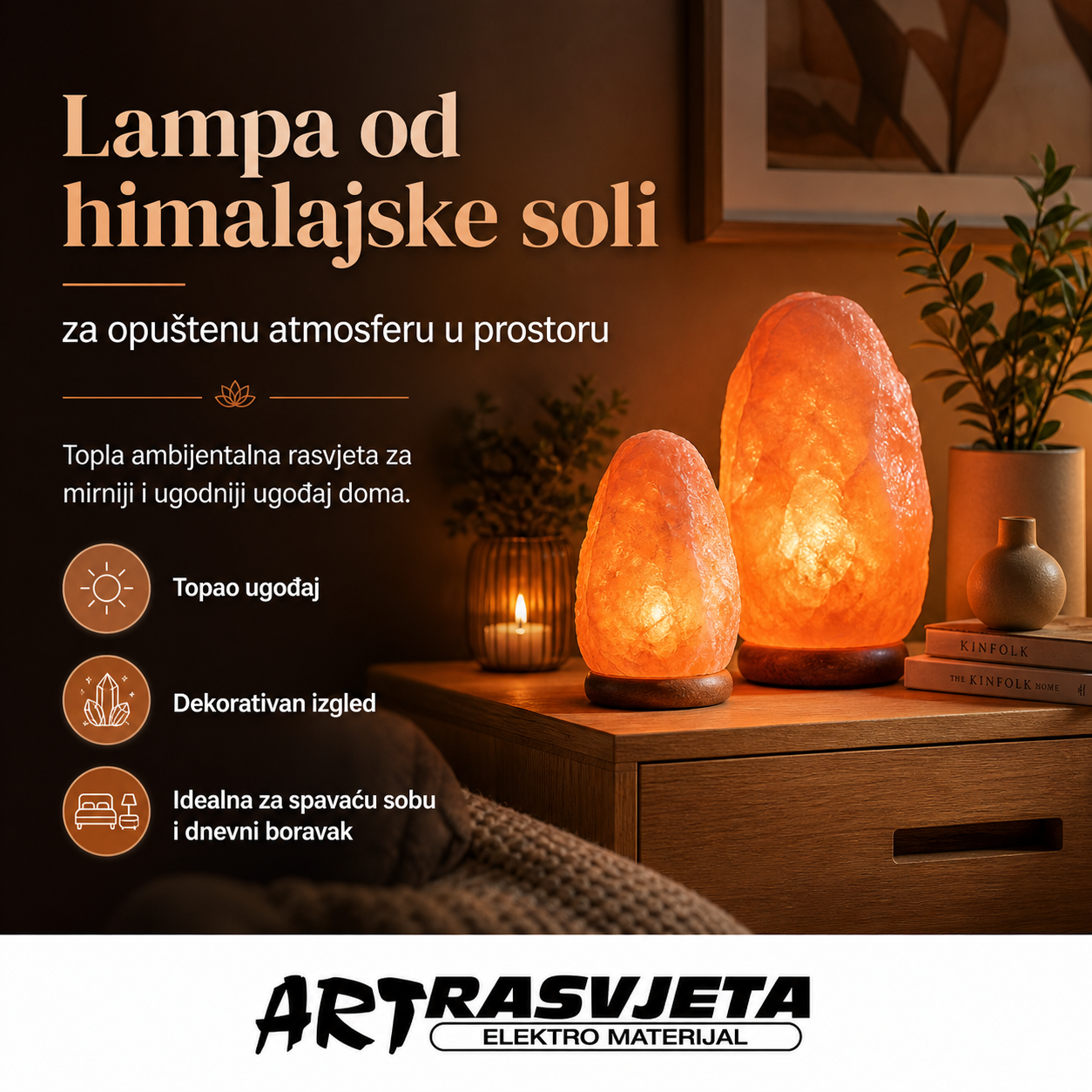 Lampa od himalajske soli za opuštenu atmosferu u prostoru