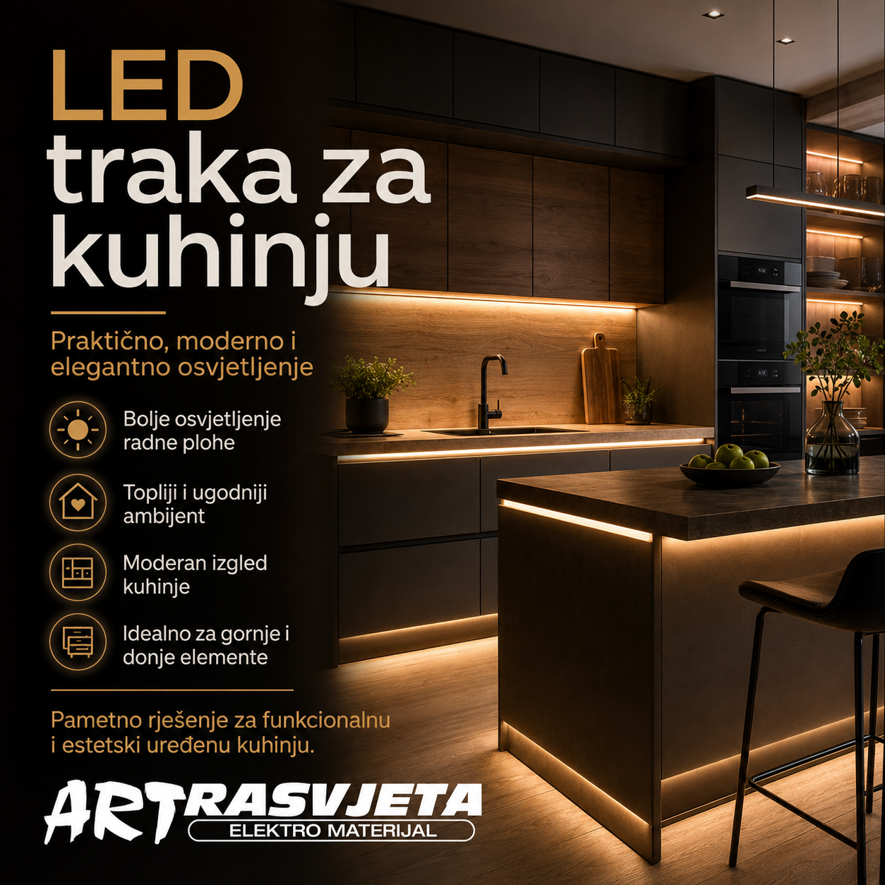 LED traka za kuhinju - jednostavna rasvjeta u trenu