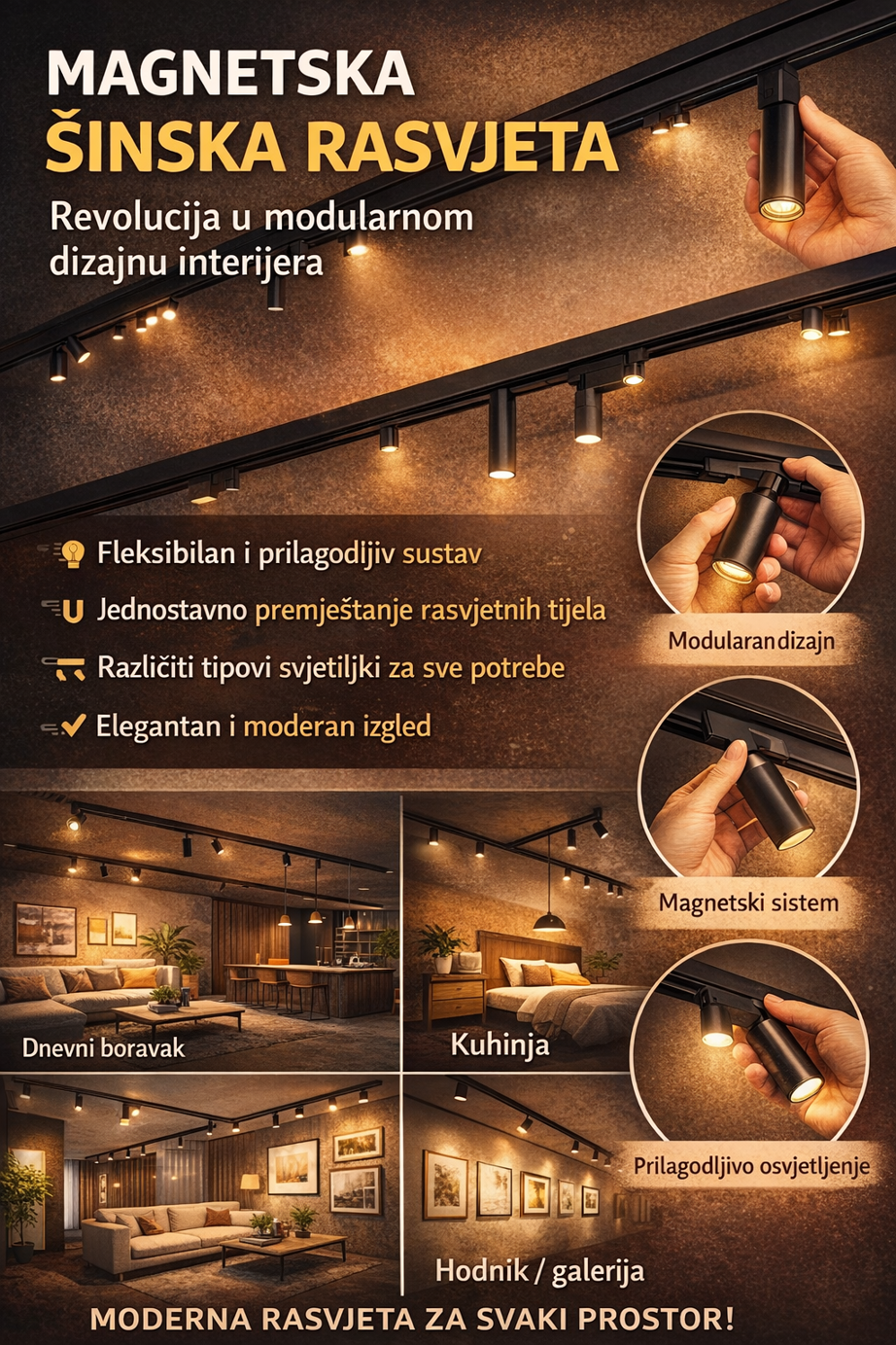 Magnetska šinska rasvjeta: Revolucija u modularnom dizajnu interijera