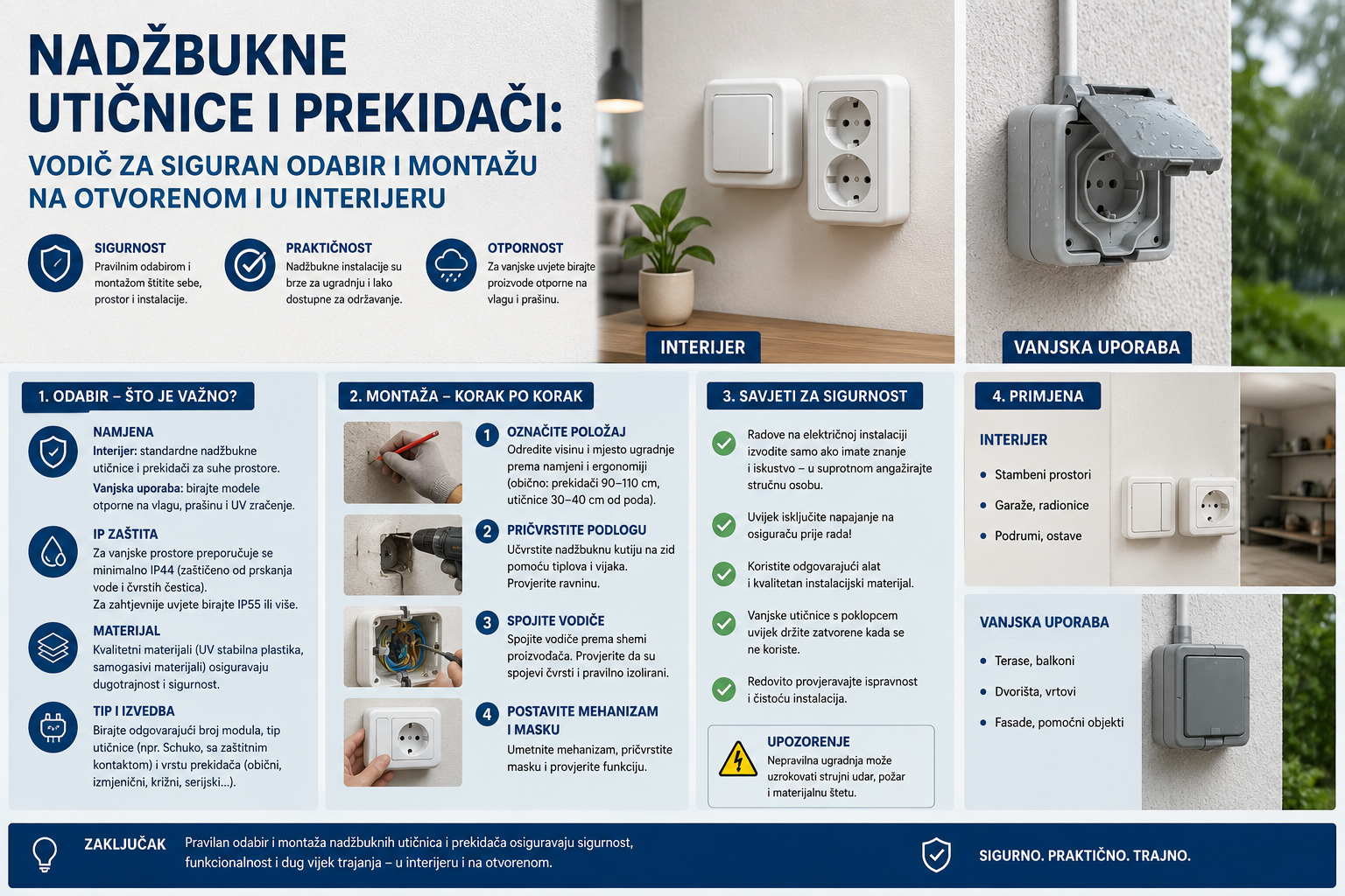 Nadžbukne utičnice i prekidači: Vodič za siguran odabir i montažu na otvorenom i u interijeru art-rasvjeta.hr