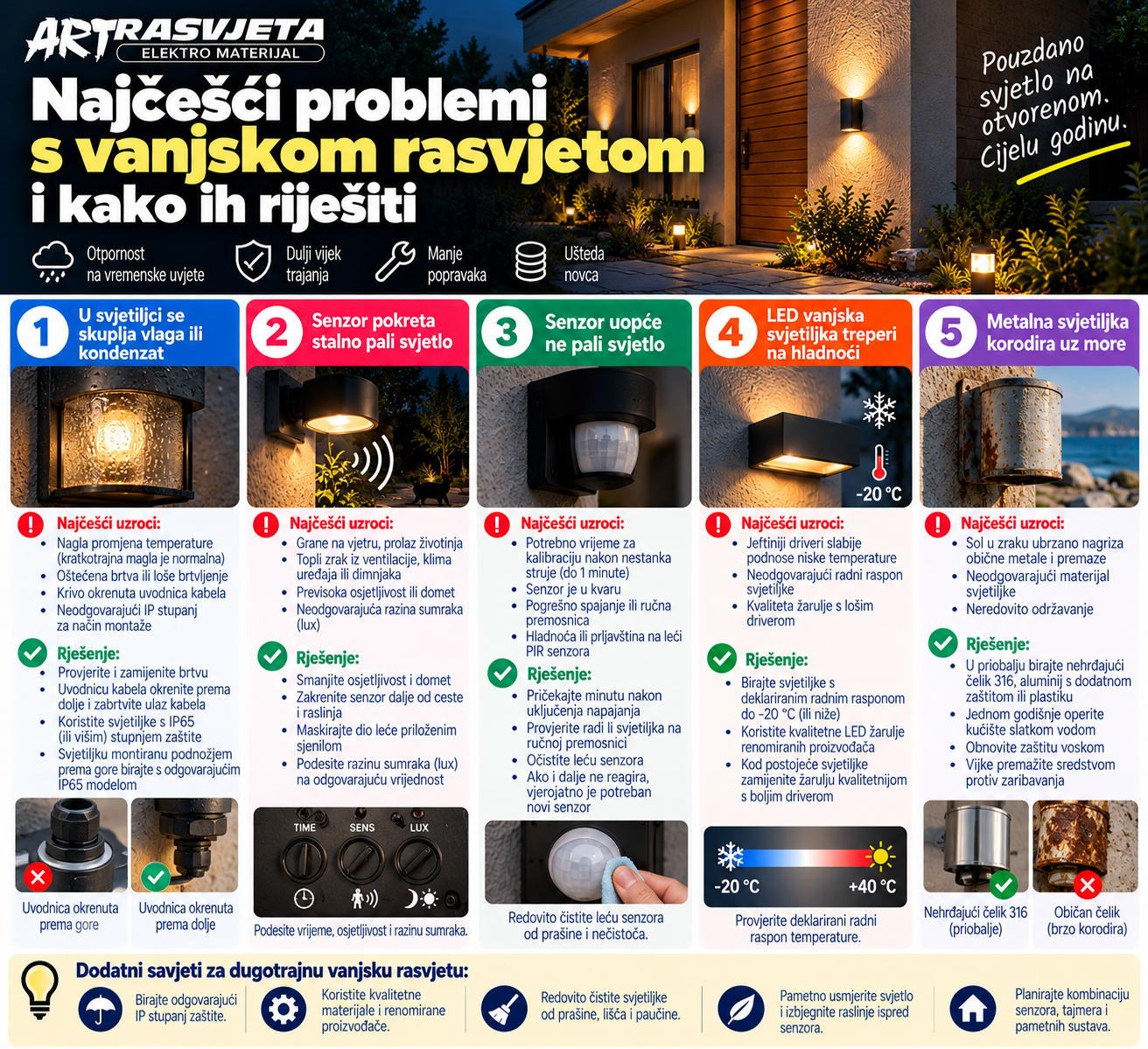 Najčešći problemi s vanjskom rasvjetom i kako ih riješiti