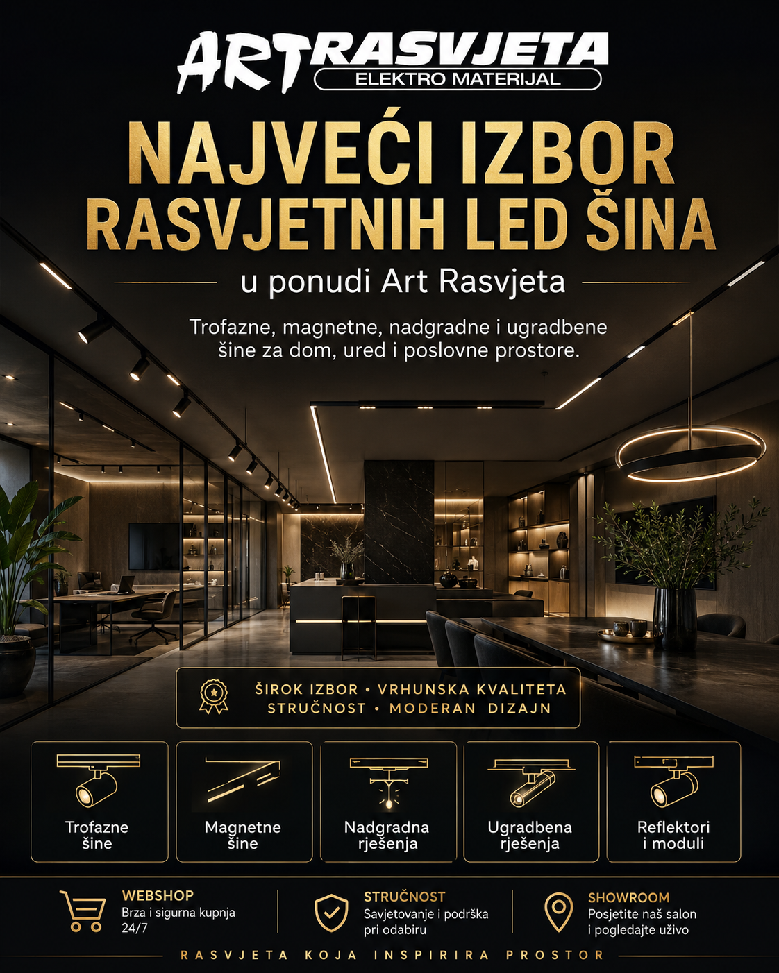 Najveći izbor rasvjetnih led šina u ponudi Art-rasvjeta