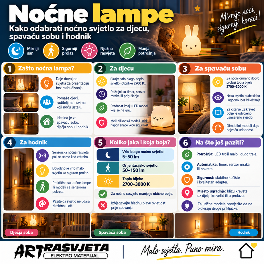 Noćne lampe: kako odabrati noćno svjetlo za djecu, spavaću sobu i hodnik