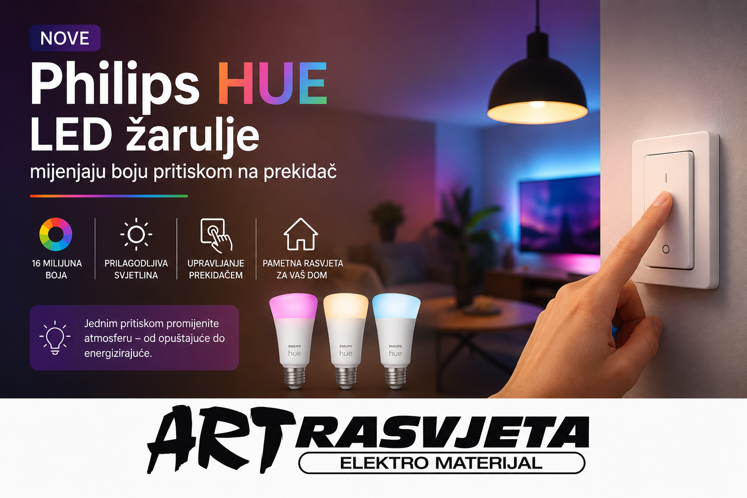 Nove Philips LED žarulje mijenjaju boju pritiskom na prekidač