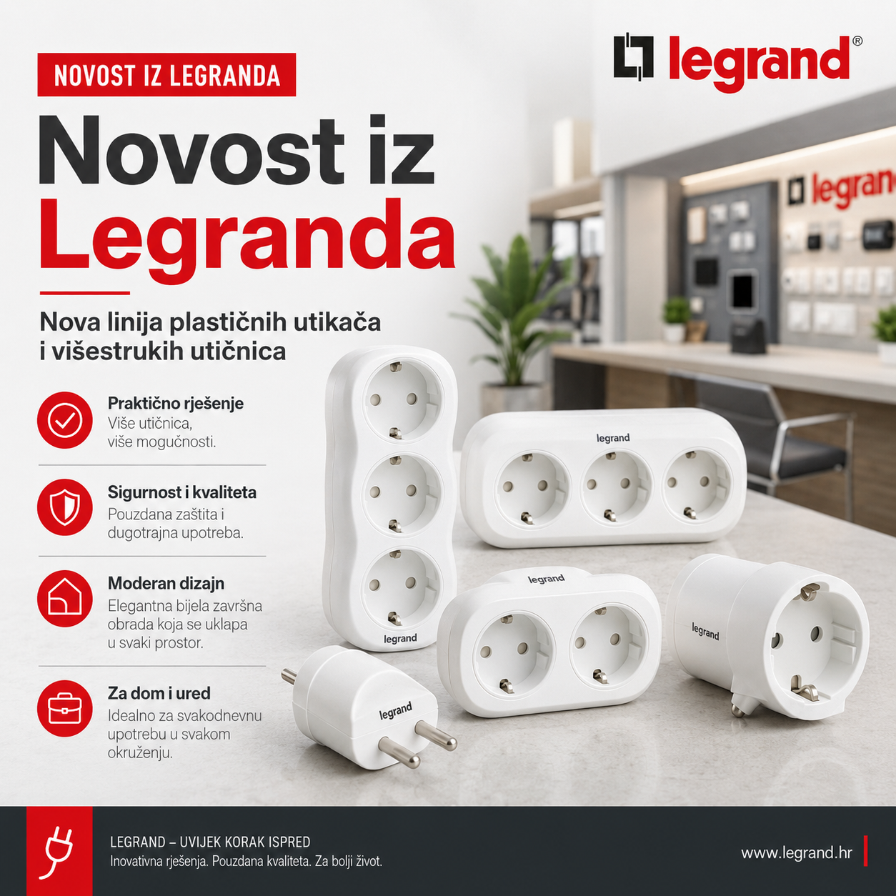 Novost iz Legranda: Nova linija plastičnih utikača i višestrukih utičnica
