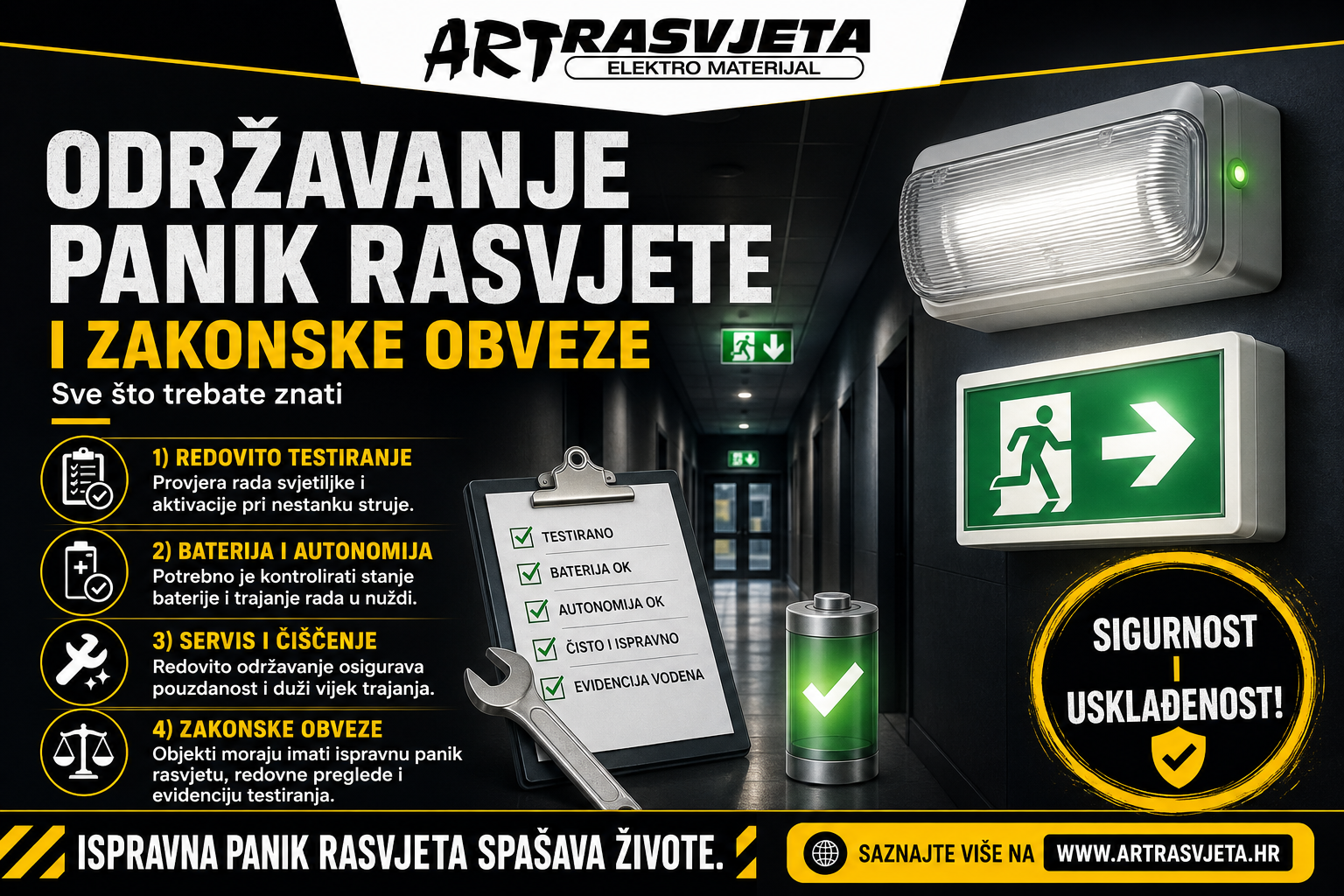 Održavanje panik rasvjete i zakonske obveze