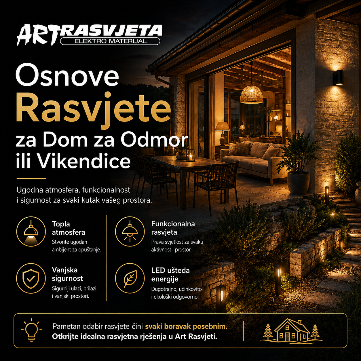 Osnove Rasvjete za Dom za Odmor ili Vikendice
