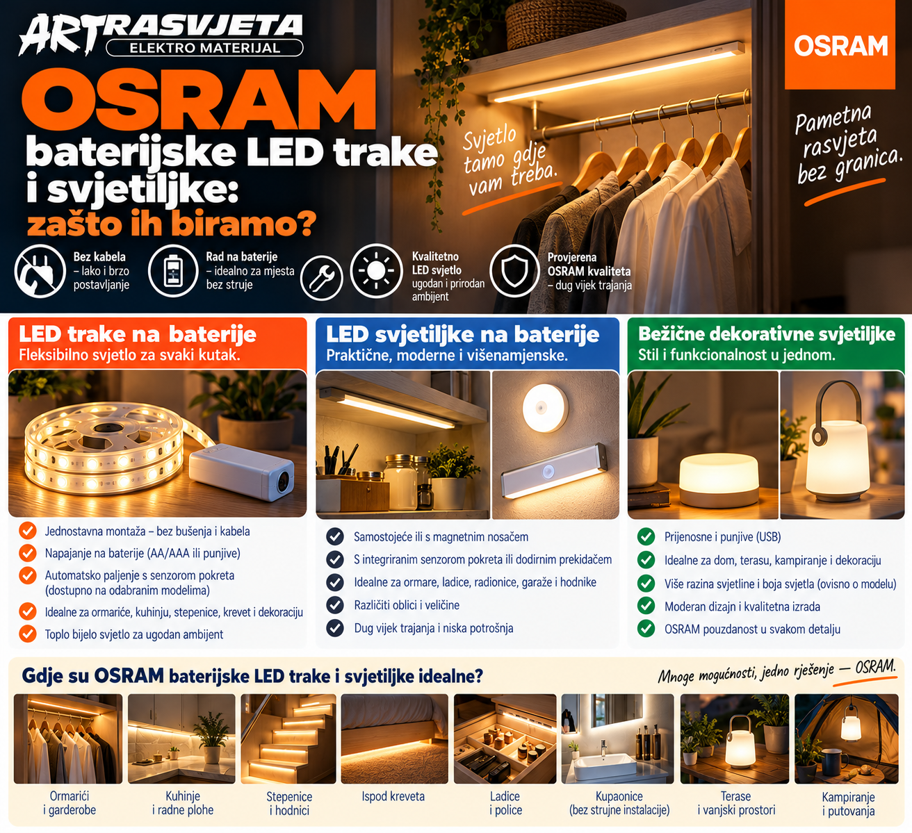 OSRAM baterijske LED trake i svjetiljke: zašto ih biramo