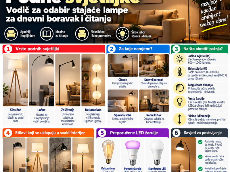 Podne svjetiljke: vodič za odabir stajaće lampe za dnevni boravak i čitanje