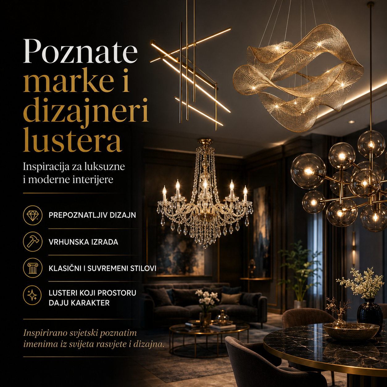 Poznate marke i dizajneri lustera