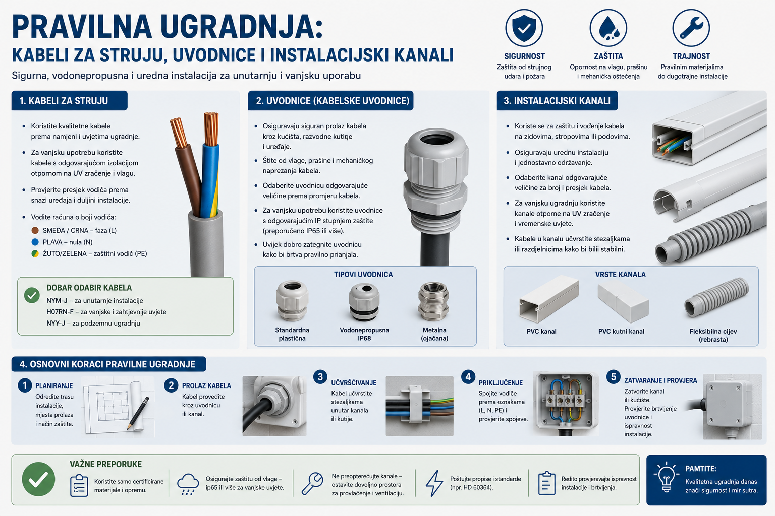 Pravilna ugradnja: Kabeli za struju, uvodnice i instalacijski kanali art-rasvjeta.hr