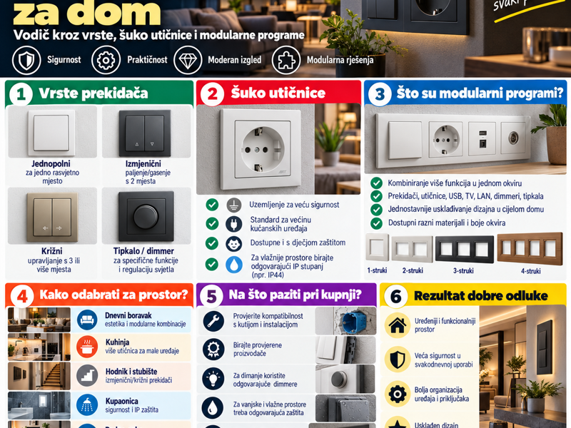 Prekidači i utičnice za dom: vodič kroz vrste, šuko utičnice i modularne programe