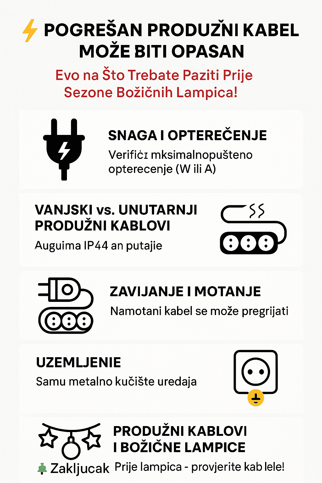 Produžni kablovi i božićne lampice