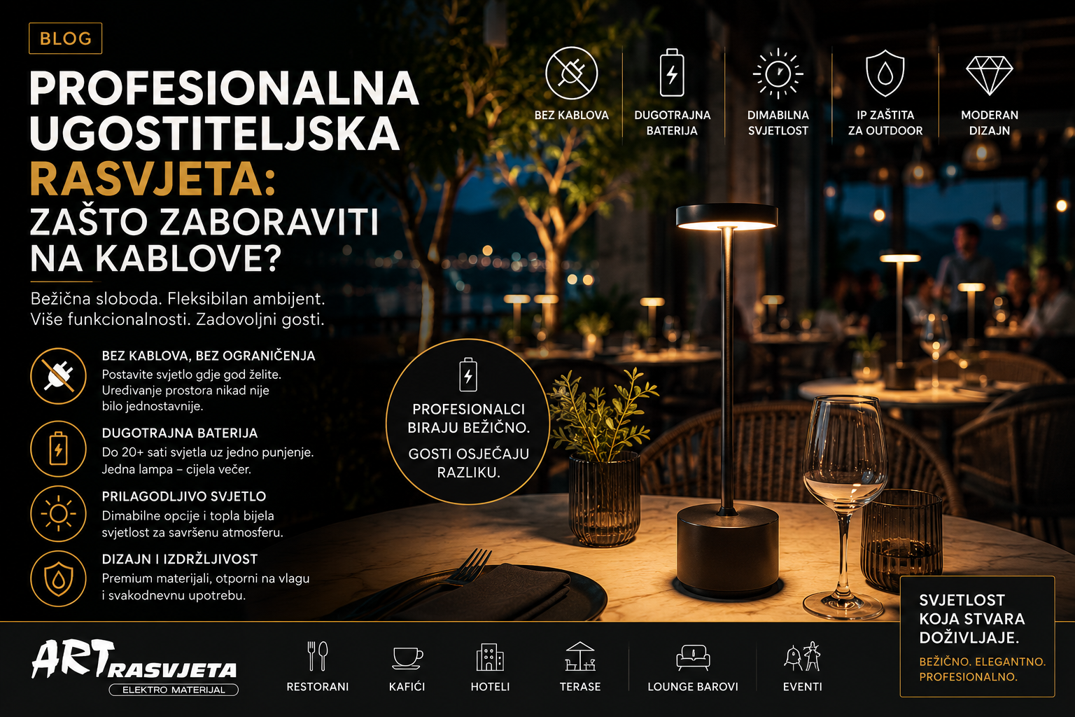 Profesionalna ugostiteljska rasvjeta: Zašto zaboraviti na kablove?