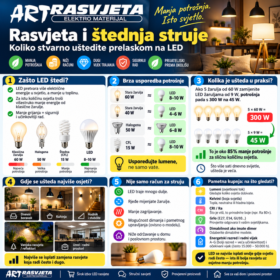 Rasvjeta i štednja struje: koliko stvarno uštedite prelaskom na LED