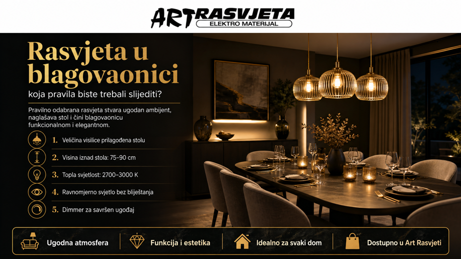 Rasvjeta u blagovaonici: koja pravila biste trebali slijediti?