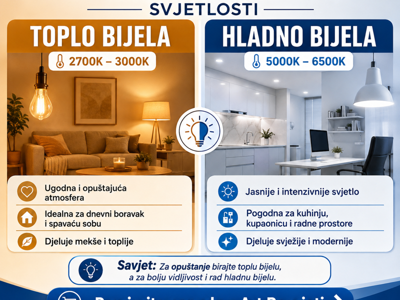 Razlika između toplo bijele i hladno bijele svjetlosti