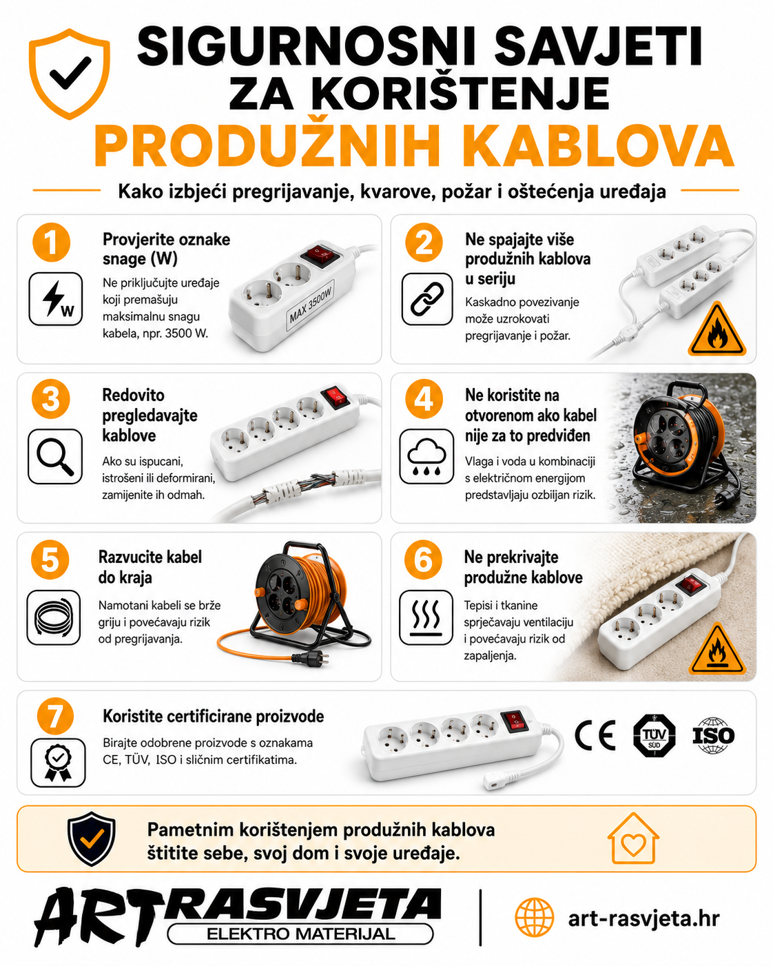 Sigurnosni savjeti za korištenje produžnih kablova