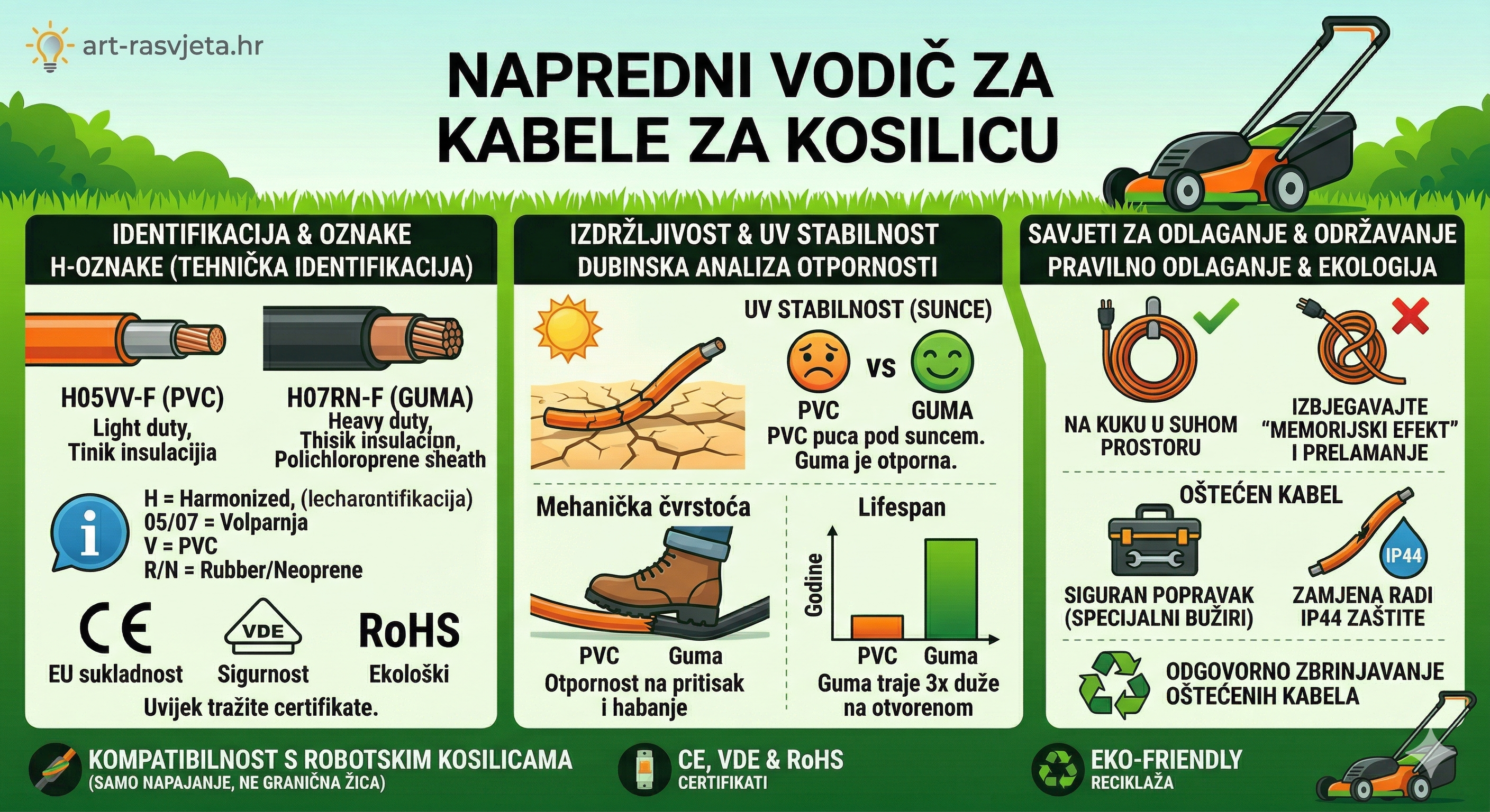 Sigurnost pri korištenju električne kosilice i kabela