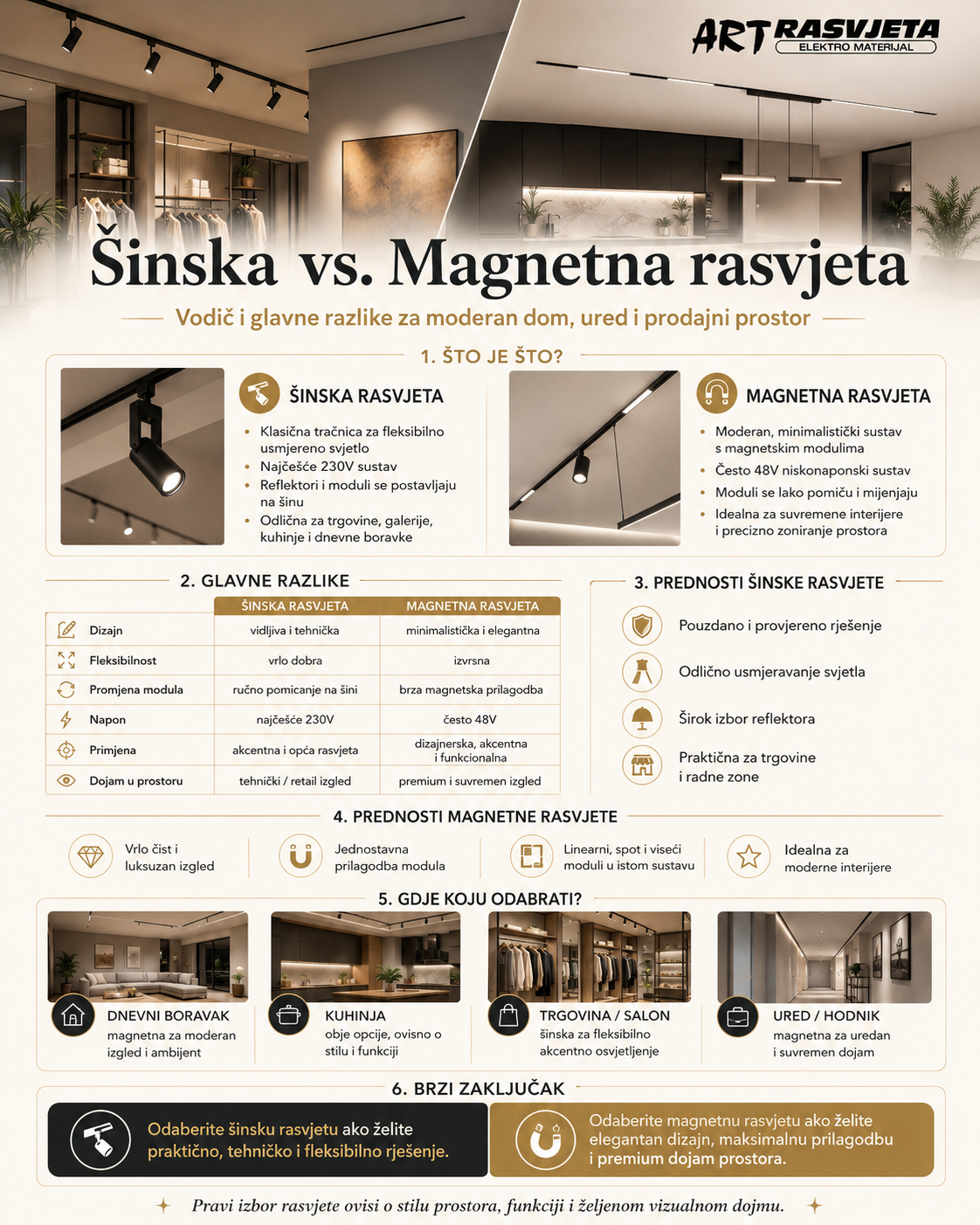 Šinska vs. Magnetna rasvjeta? Vodič i glavne razlike