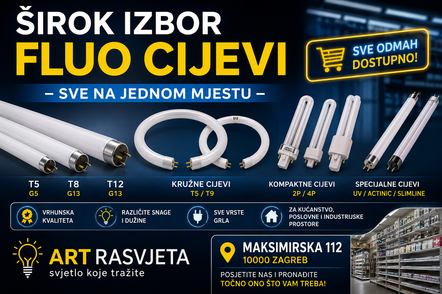 Širok izbor fluo cijevi – sve na jednom mjestu