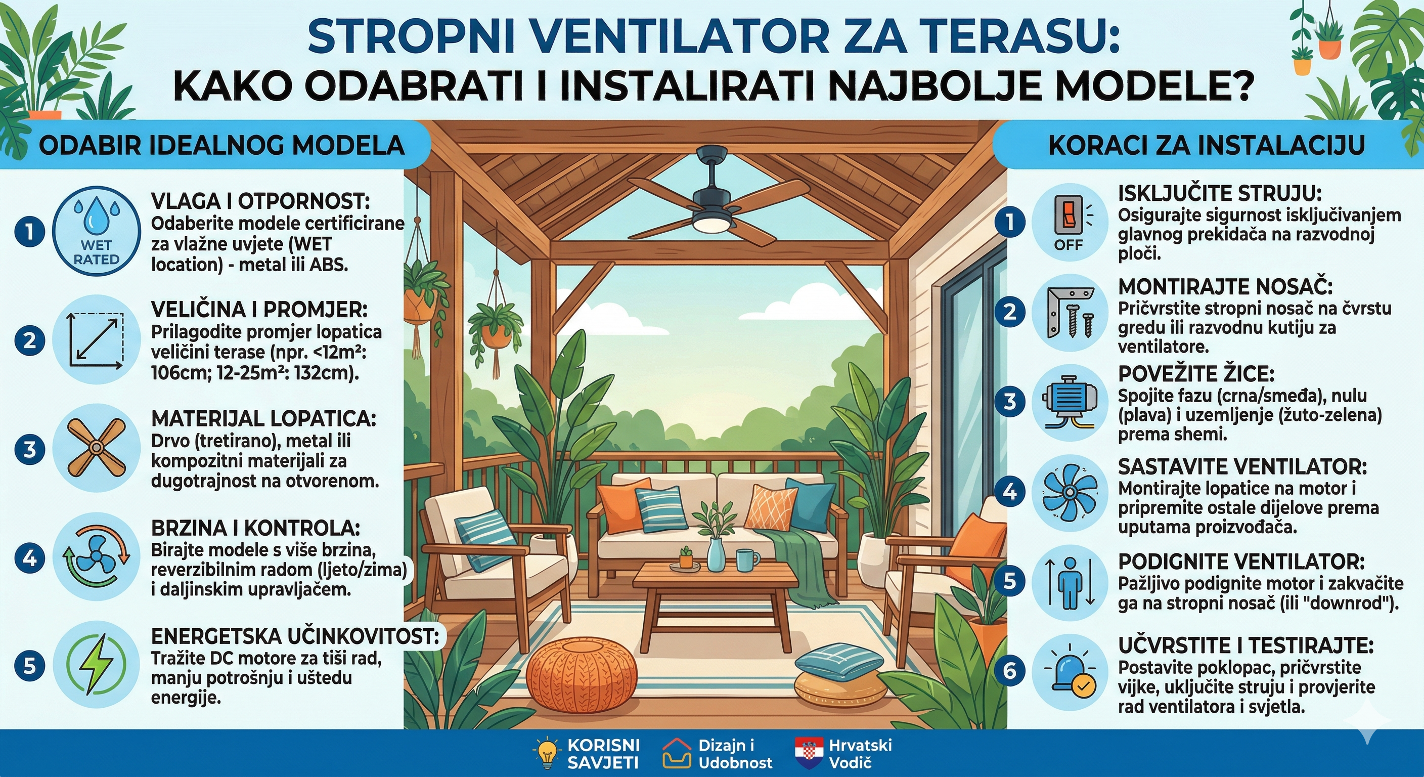 Stropni ventilator za terasu: Kako odabrati i instalirati najbolje modele?