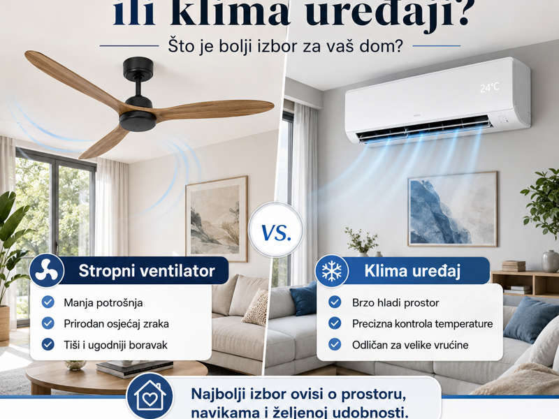 Stropni ventilatori ili klima uređaji?